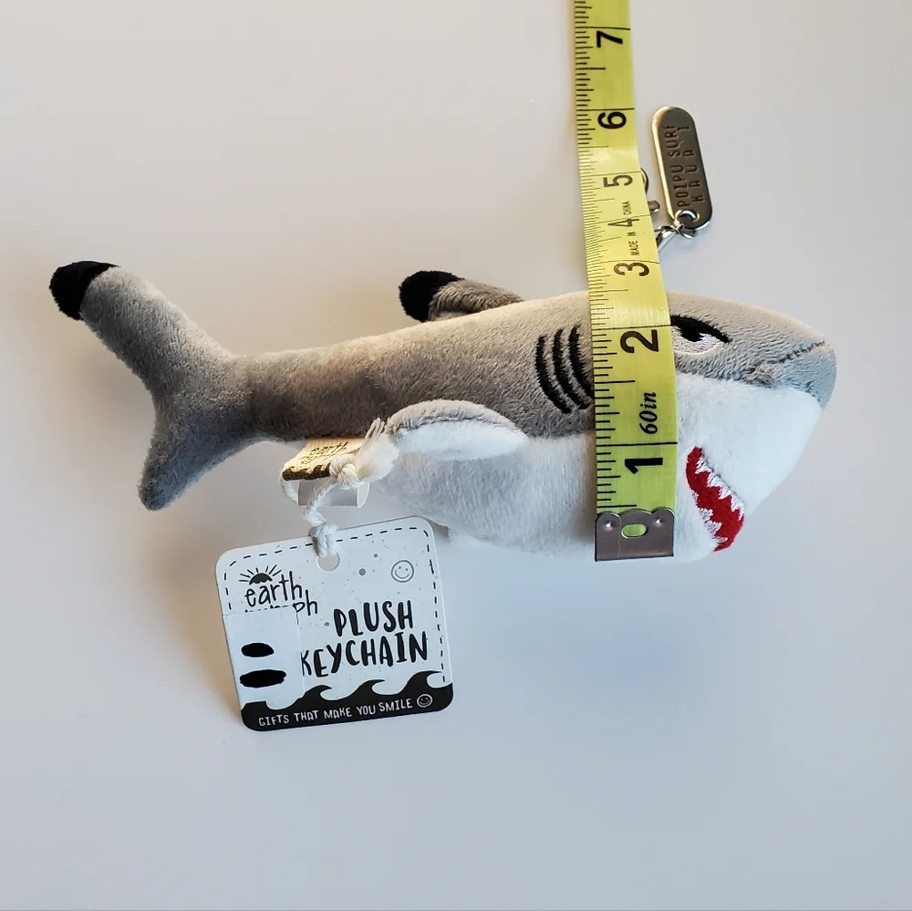 Earth Nymph Shark Plush Keychain Grey & White NWT Rare Gift Purse Hawaii Ocean